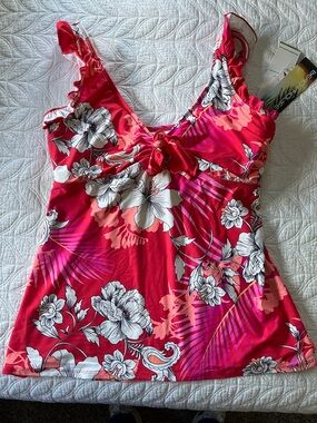 Beach House Pink & White Floral Tankini Top